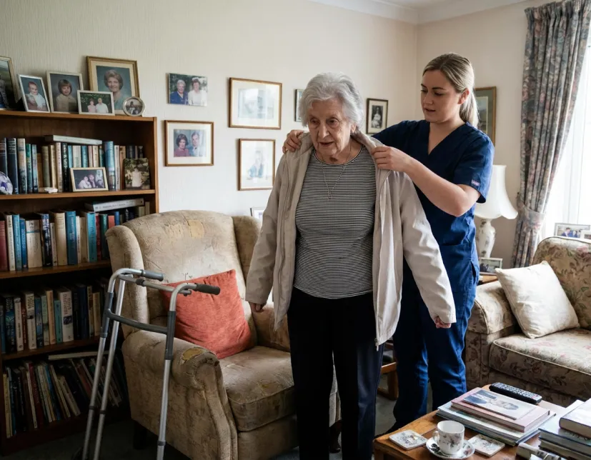 Older adult receiving personal care support at home