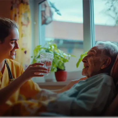 Care worker with an older adult